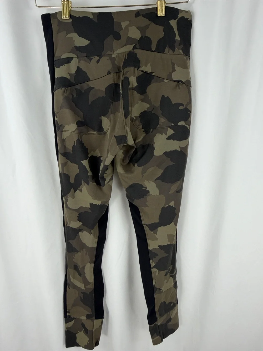 Athleta Olive Green Camo Leggings with Black Panels